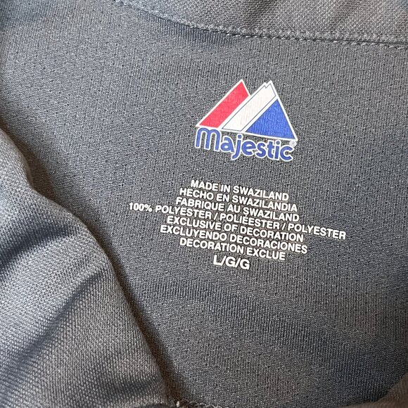 Chicago White Size 1/4 Zip Mens Polo Size L Magestic Embroidered Logo Black Polo - Picture 5 of 9